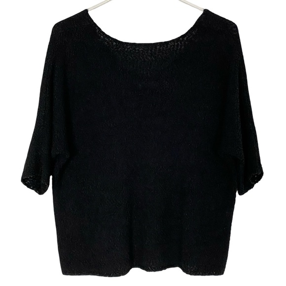 Oak & Fort Scoop Back Sweater Womens Size XS Black Boucle Half Sleeve Oversized - Picture 1 of 7